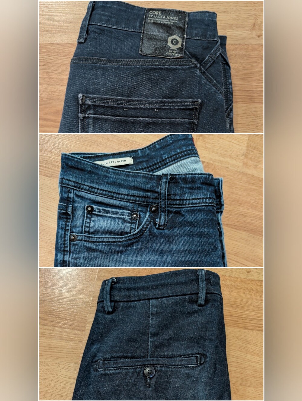 Bundle of 3 Jack & Jones men’s jeans/pants in good pre-owned condition.